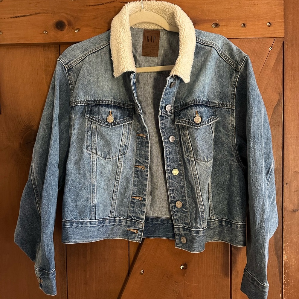 GAP Denim Jacket with Shearling Collar